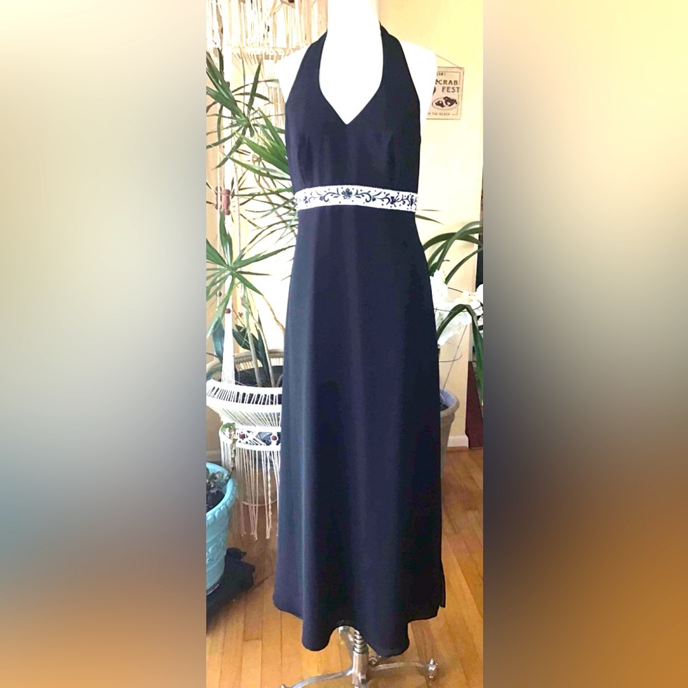 Long black dress doble layer size 6